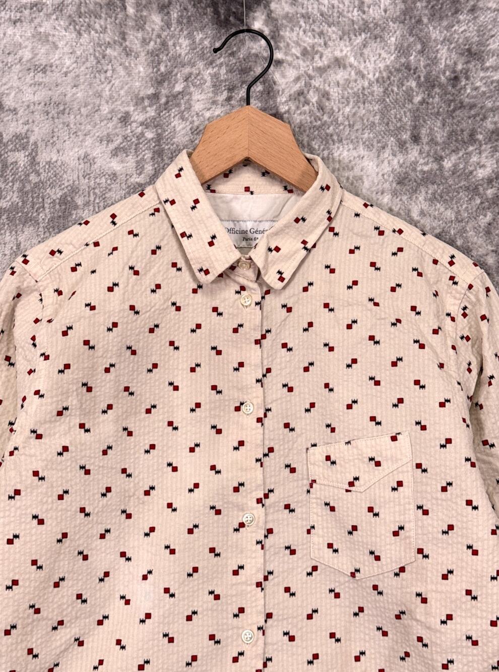 Officine Generale Shirt Large Womens Corduroy Textured Geometric Button Down